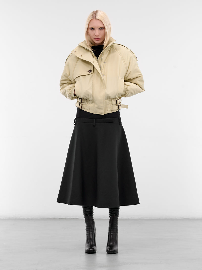 Beige Regenerated Gabardine Bomber Jacket (UJA069ADWOV0090-LIGHT-BEIGE)