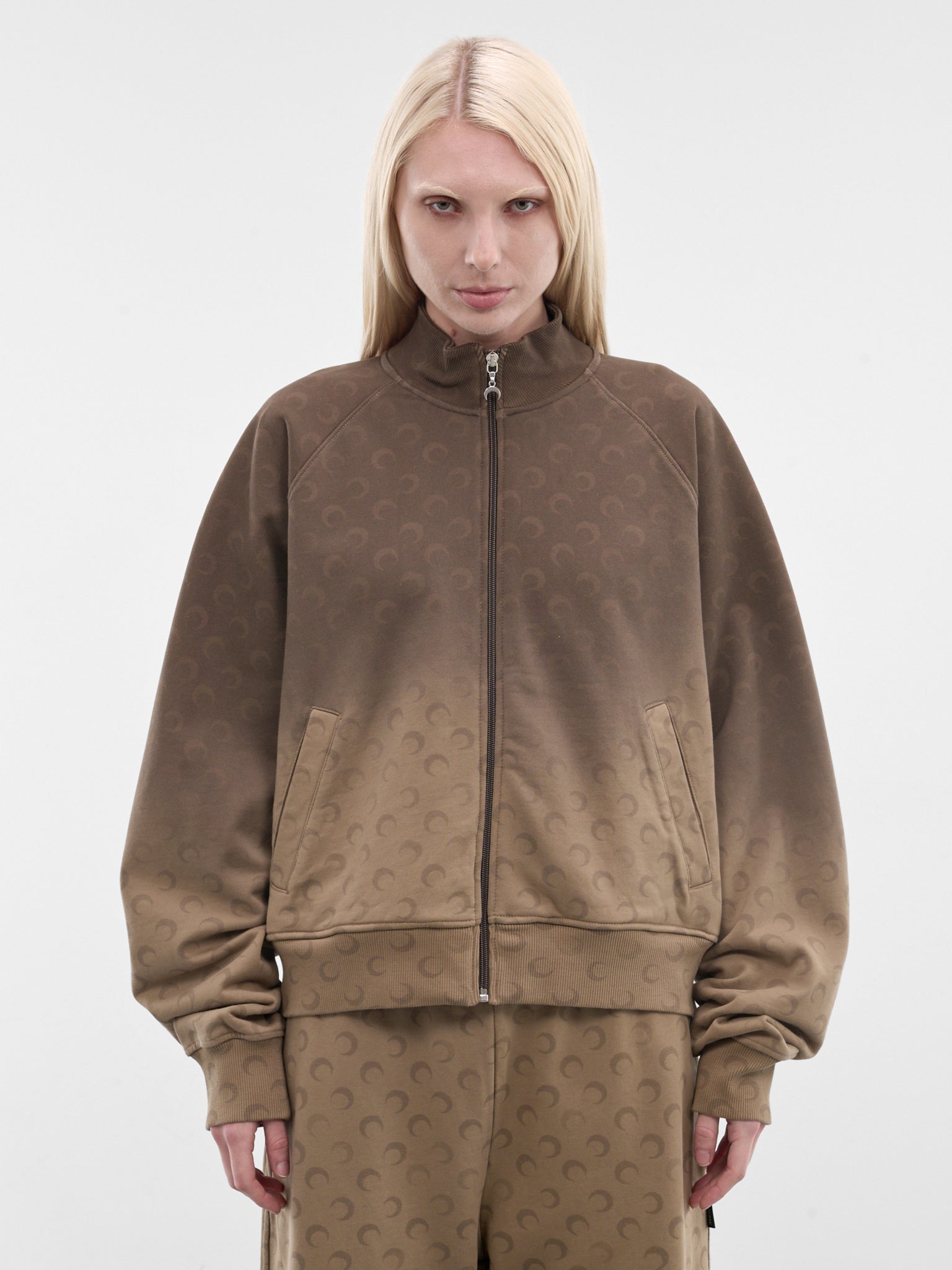Brown Gradient Moon Zip Jacket (UJA081ACJER0073-BG40-TAUPE)