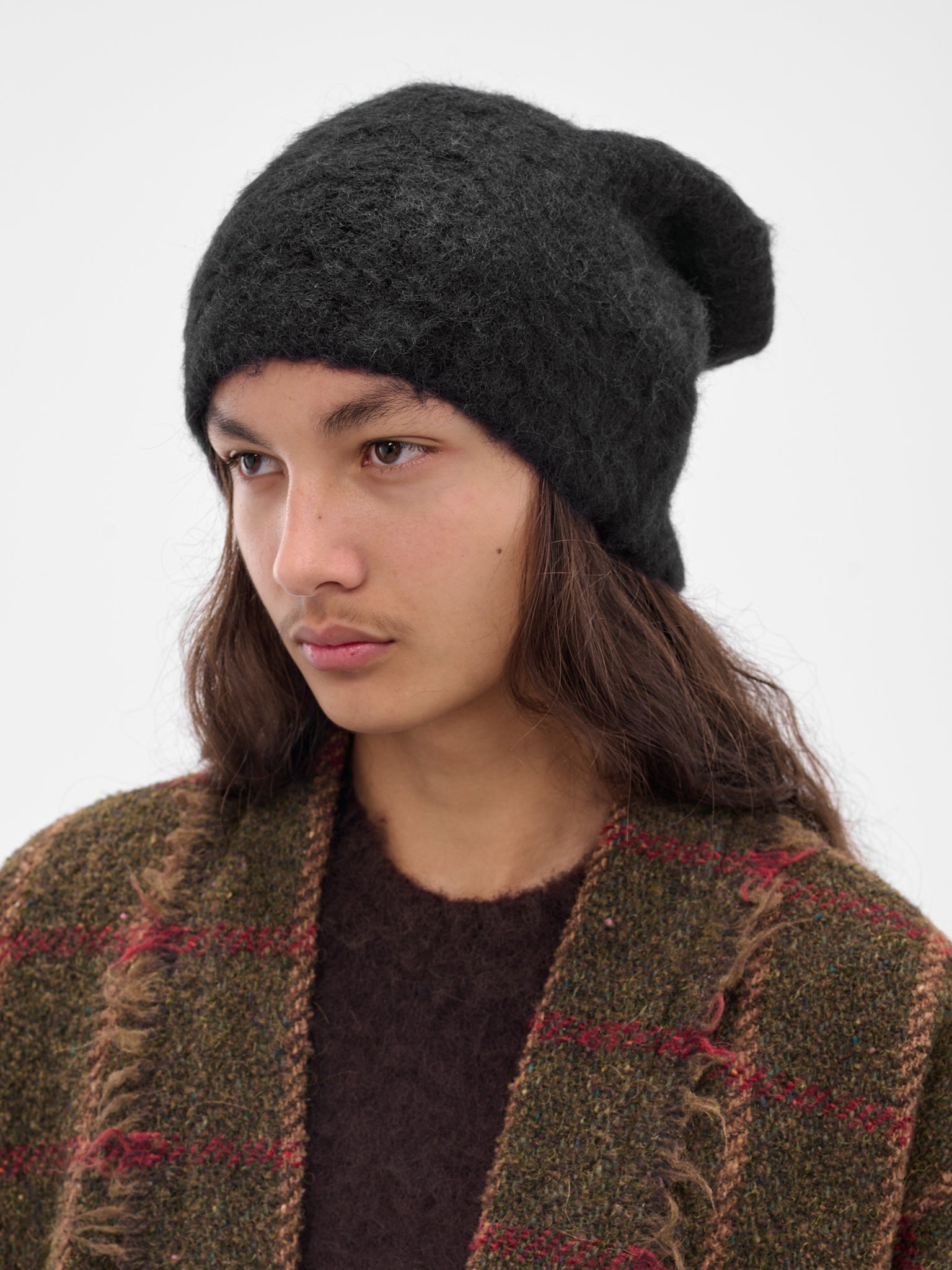 Black Alpaca Knit Soft Beanie (UK0071-UW900-BLACK)