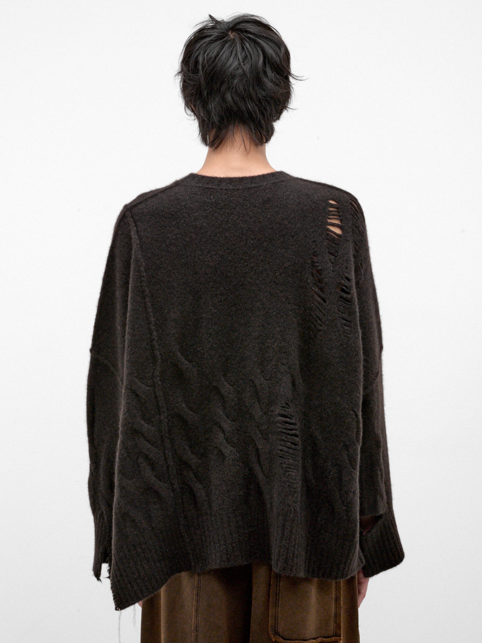 Brown Wool-Yak Distressed Sweater (UK01F26-BROWN)