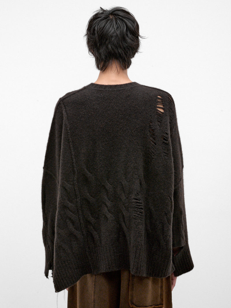 Brown Wool-Yak Distressed Sweater (UK01F26-BROWN)