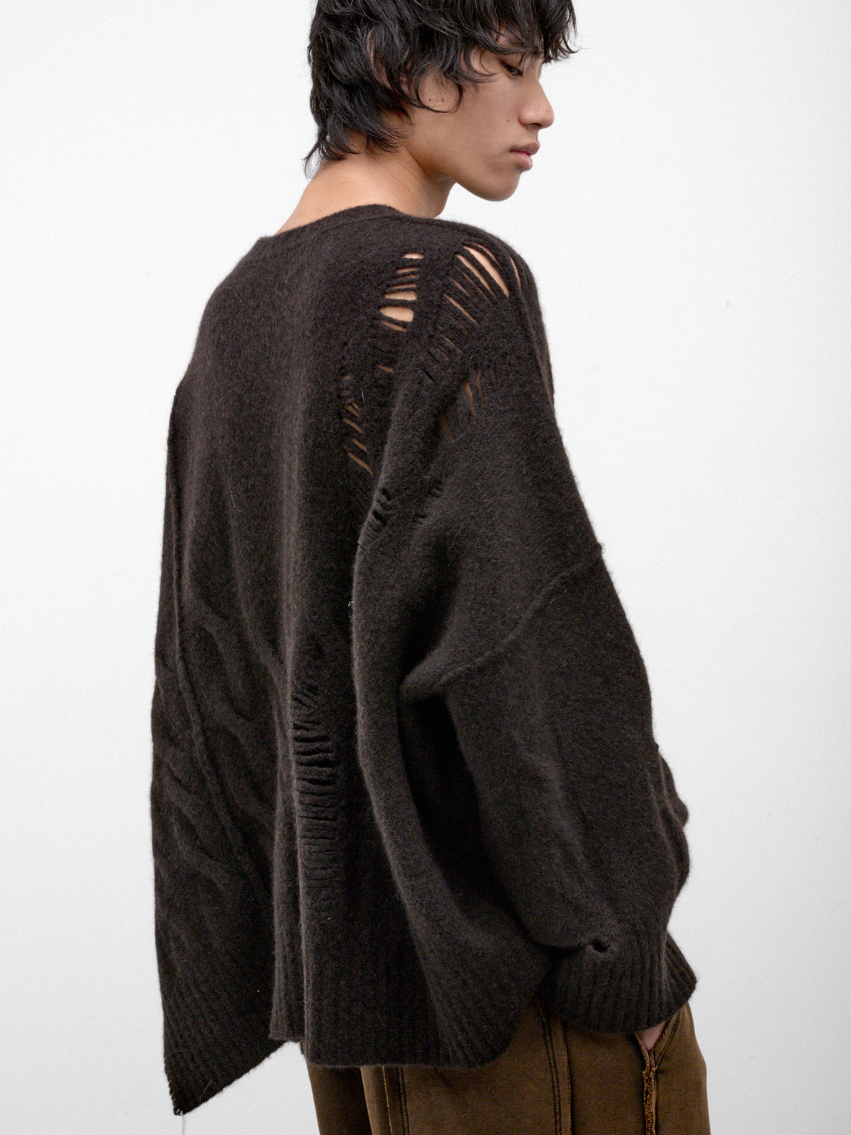 Brown Wool-Yak Distressed Sweater (UK01F26-BROWN)