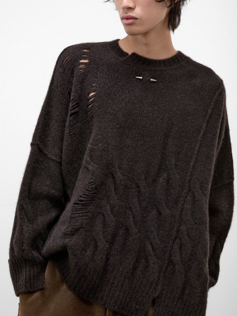 Brown Wool-Yak Distressed Sweater (UK01F26-BROWN)