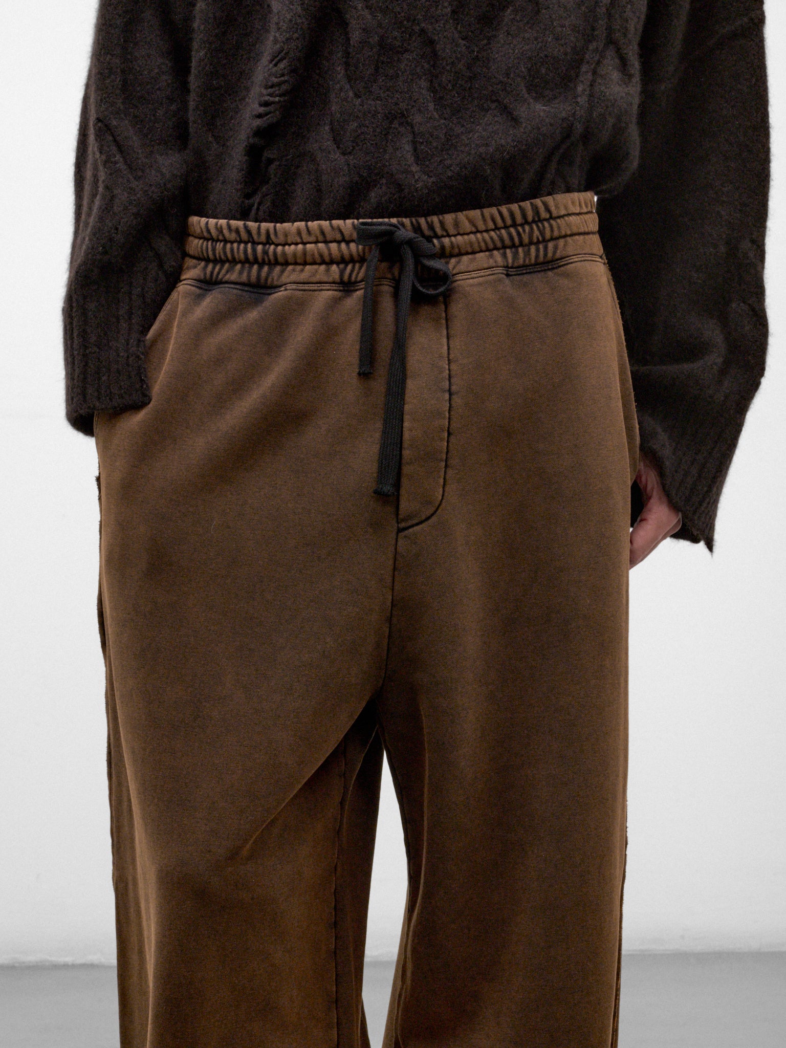 Washed Black Cotton Loose Sweatpants (UJ03TF26-BLACK-WASHED)