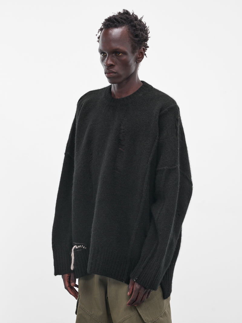 Black Distressed Knit Sweater (UK04F25-BLACK)