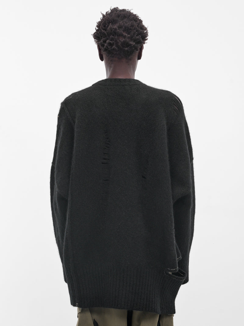 Black Distressed Knit Sweater (UK04F25-BLACK)