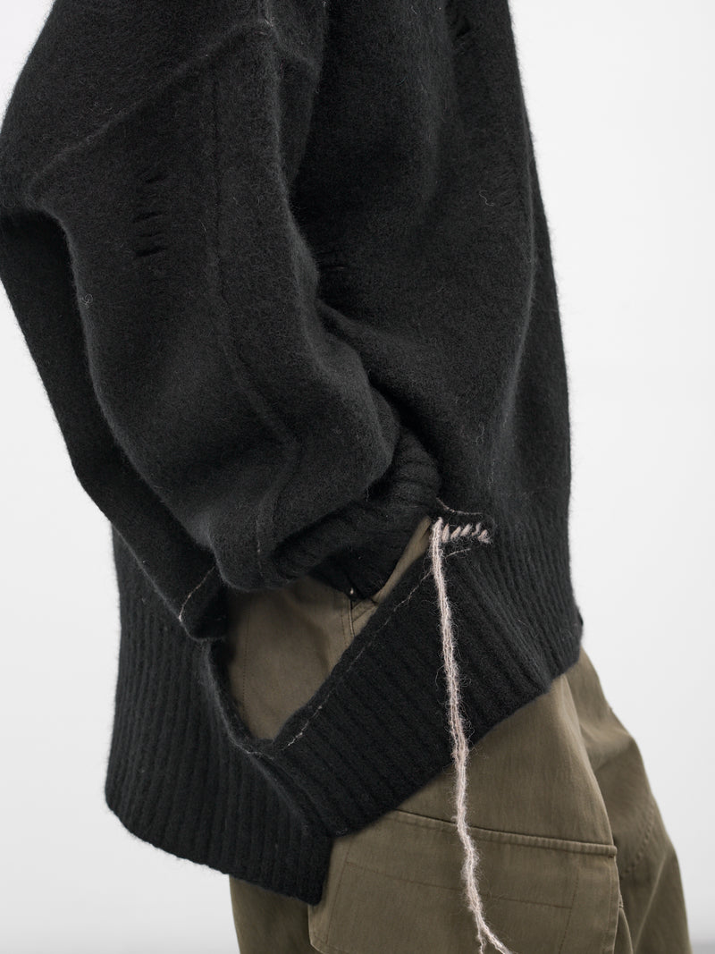 Black Distressed Knit Sweater (UK04F25-BLACK)