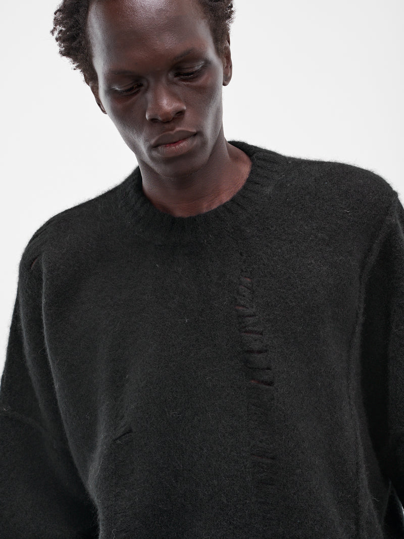 Black Distressed Knit Sweater (UK04F25-BLACK)