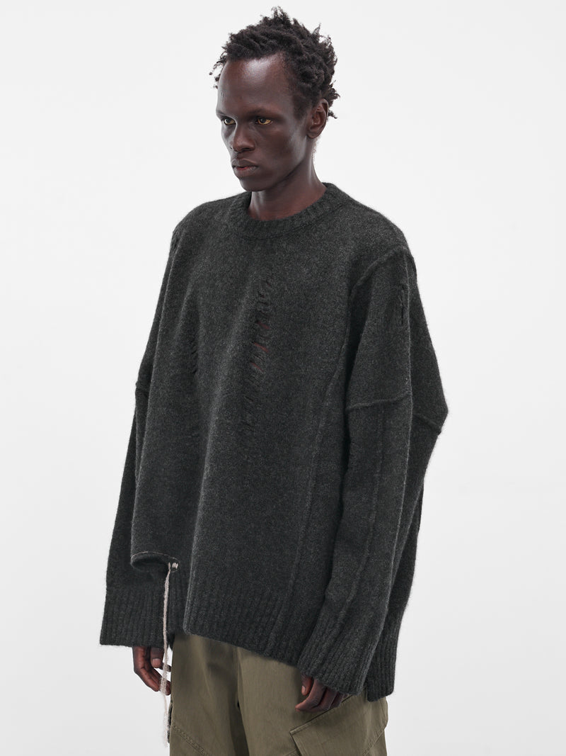 Gray Distressed Knit Sweater (UK04F25-GRAPHITE)