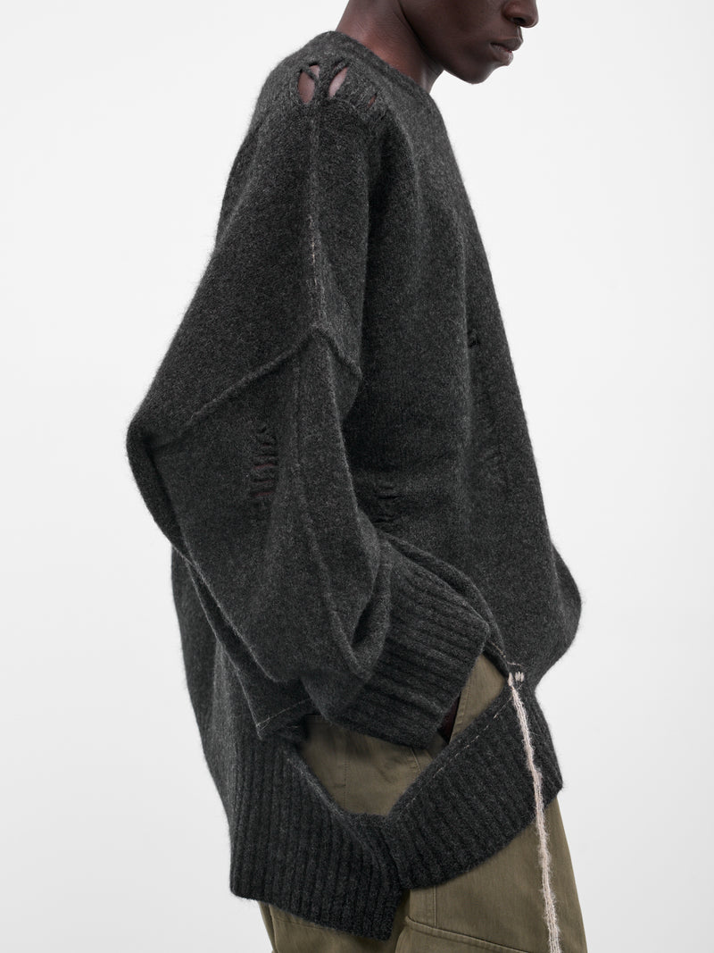 Gray Distressed Knit Sweater (UK04F25-GRAPHITE)