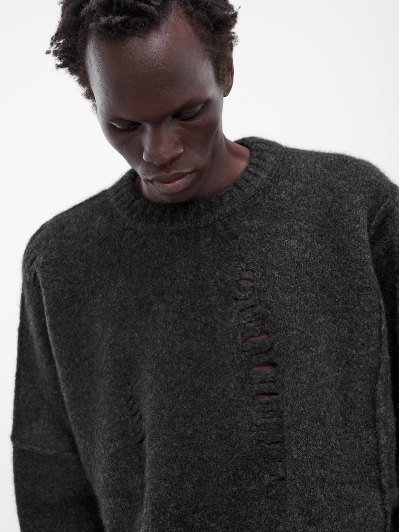 Gray Distressed Knit Sweater (UK04F25-GRAPHITE)