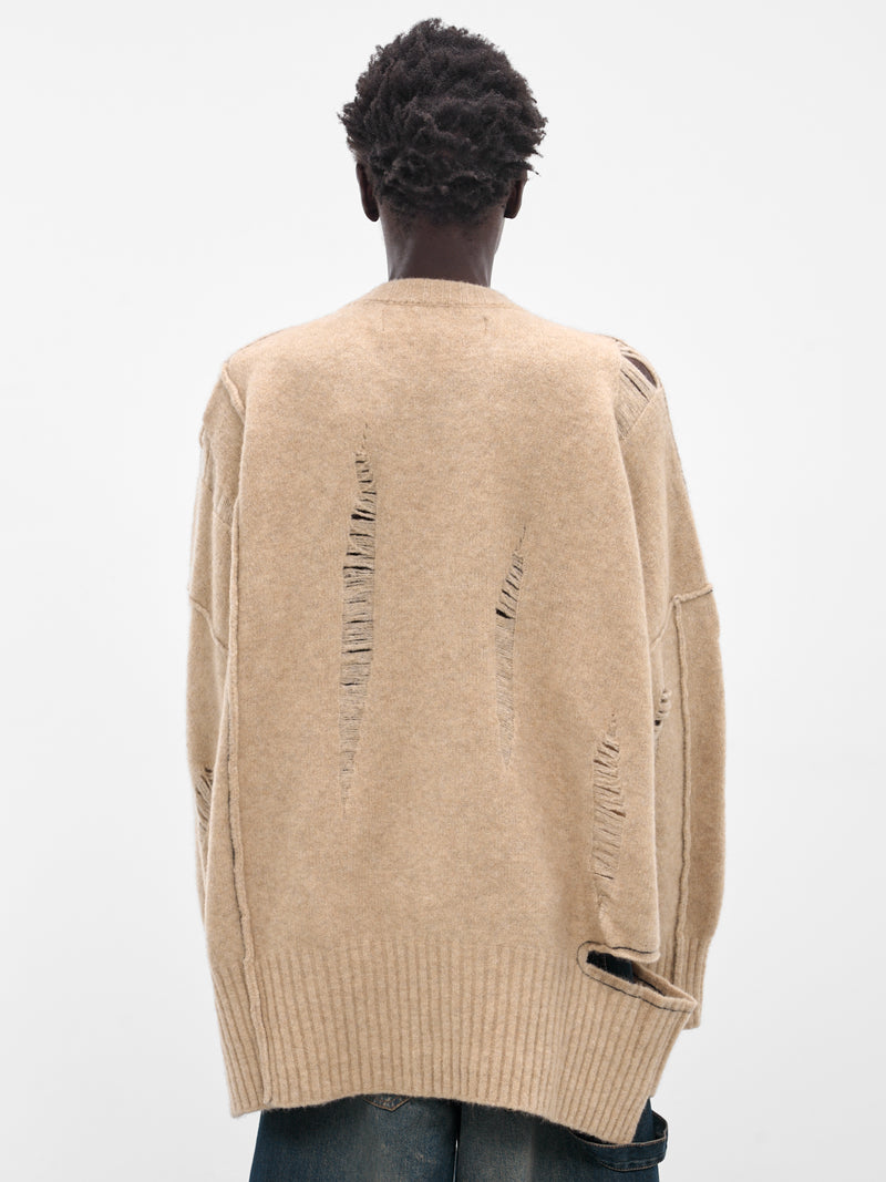 Beige Distressed Knit Sweater (UK04F25-NATURAL)
