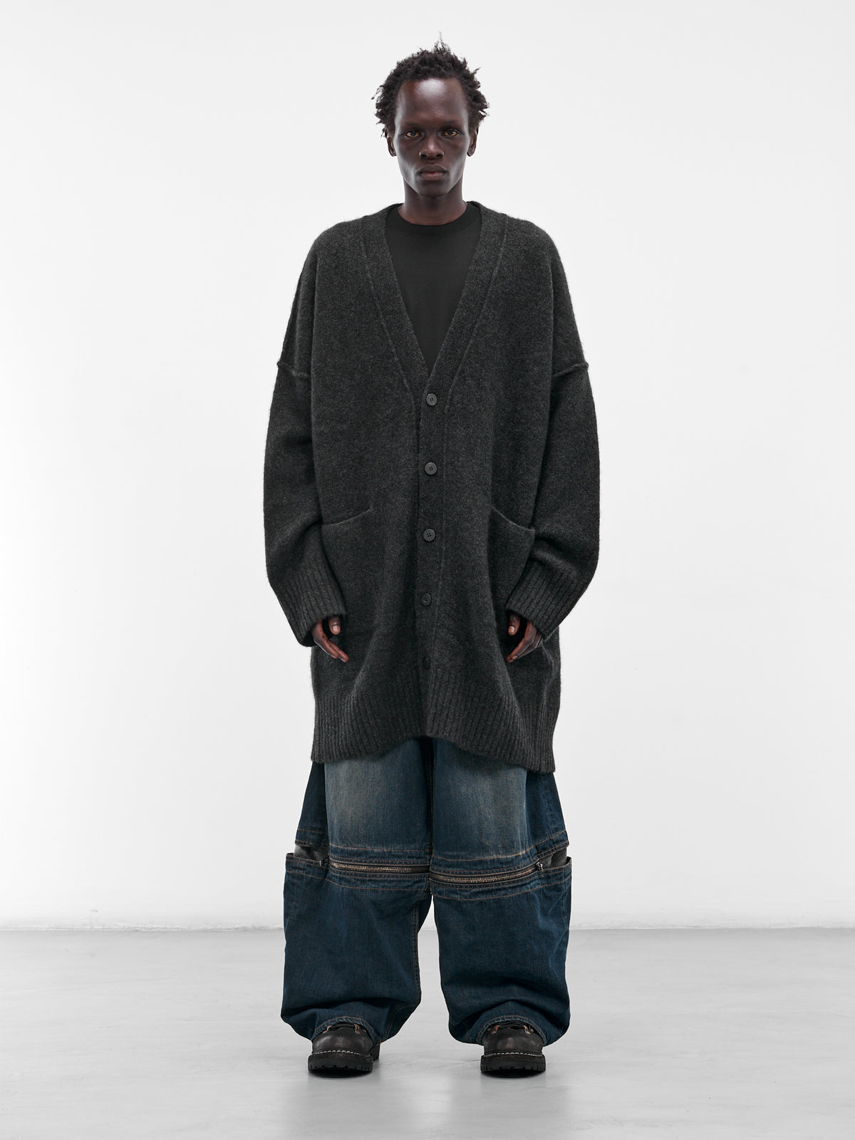 Gray Yak Knit Oversized Cardigan (UK06F25-GRAPHITE)