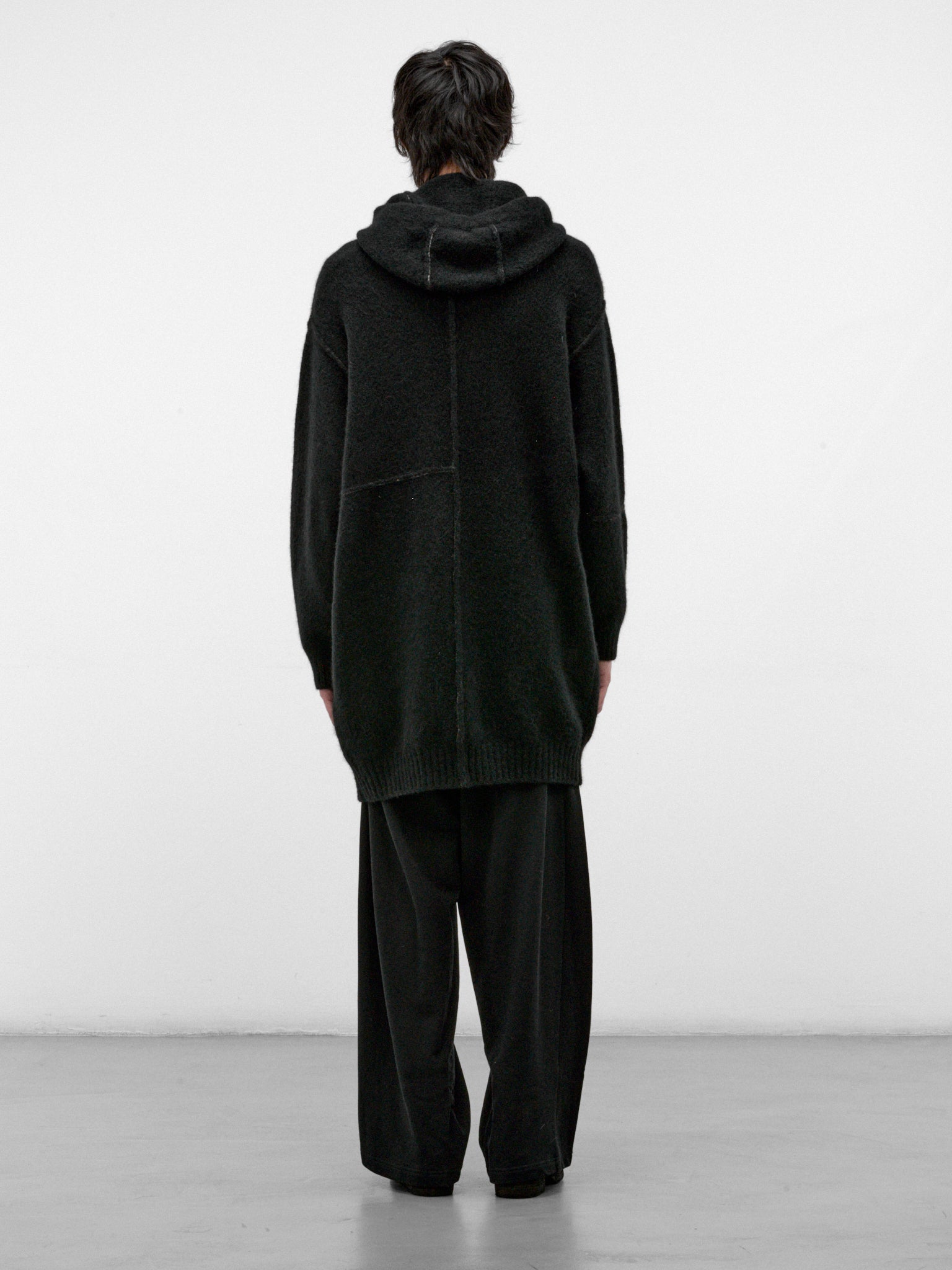 Black Wool-Yak Hooded Coat (UK07F26-BLACK)