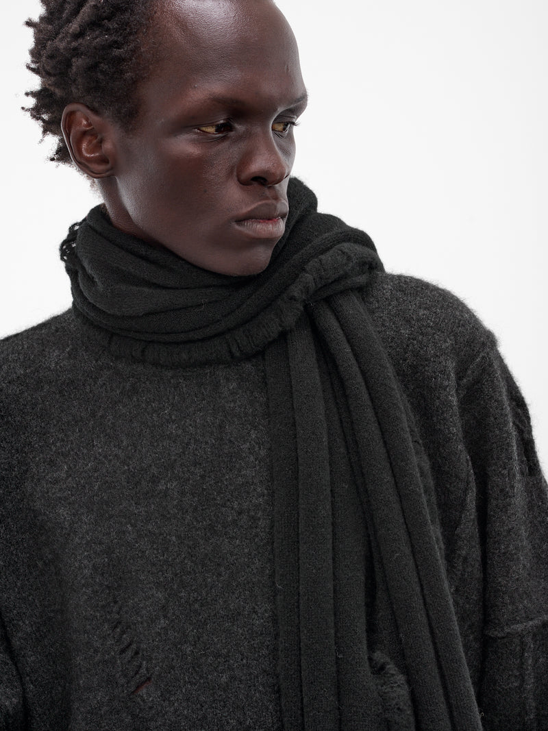 Black Yak Knit Scarf (UK08F25-BLACK)