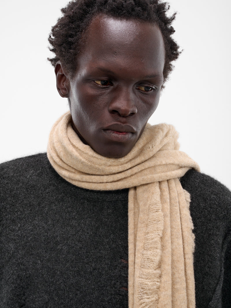 Beige Yak Knit Scarf (UK08F25-NATURAL)