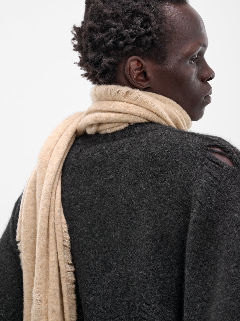 Beige Yak Knit Scarf (UK08F25-NATURAL)