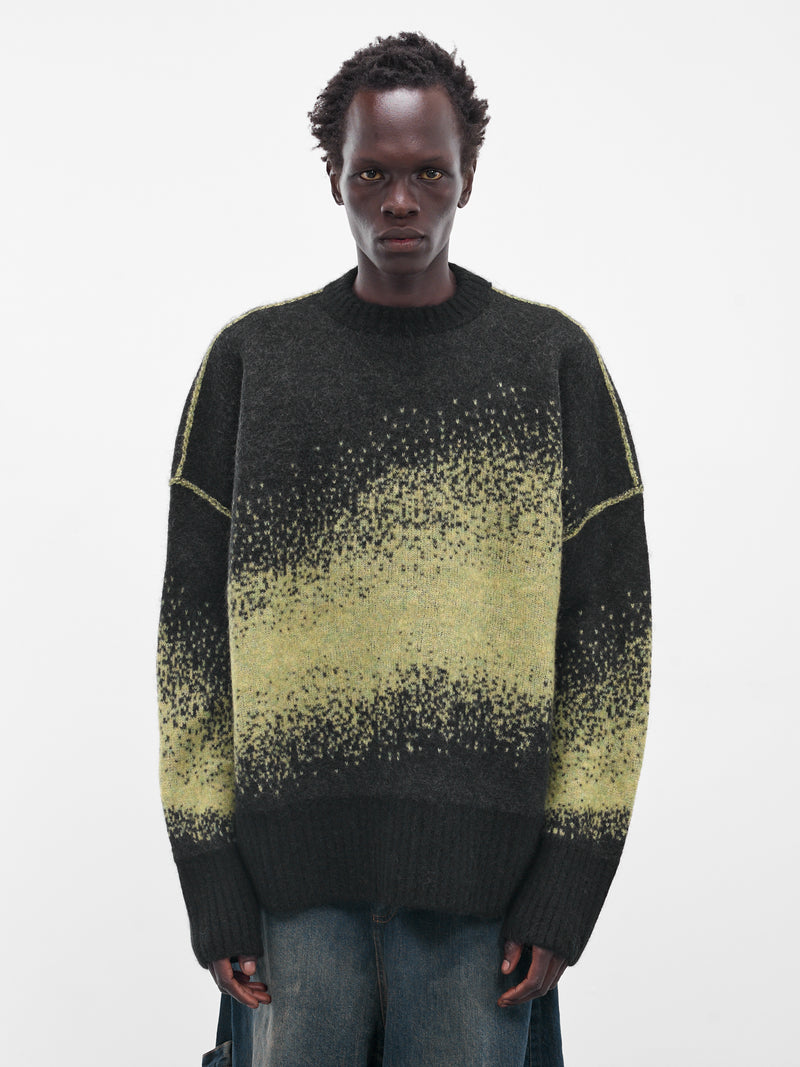 Lime Jacquard Knit Crew Sweater (UK11F25-BLACK-LIME)