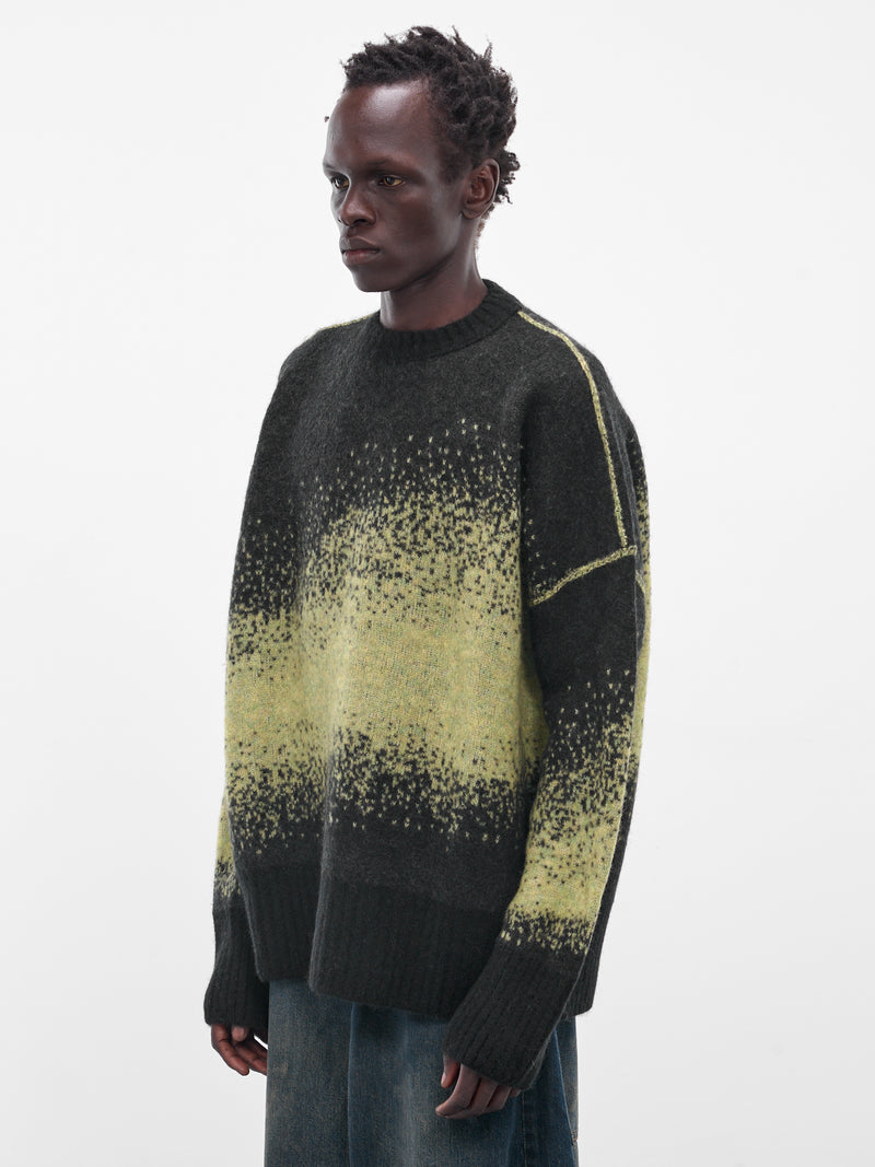 Lime Jacquard Knit Crew Sweater (UK11F25-BLACK-LIME)