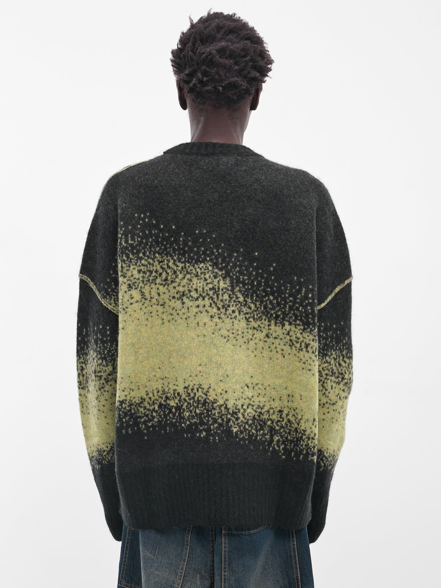 Lime Jacquard Knit Crew Sweater (UK11F25-BLACK-LIME)