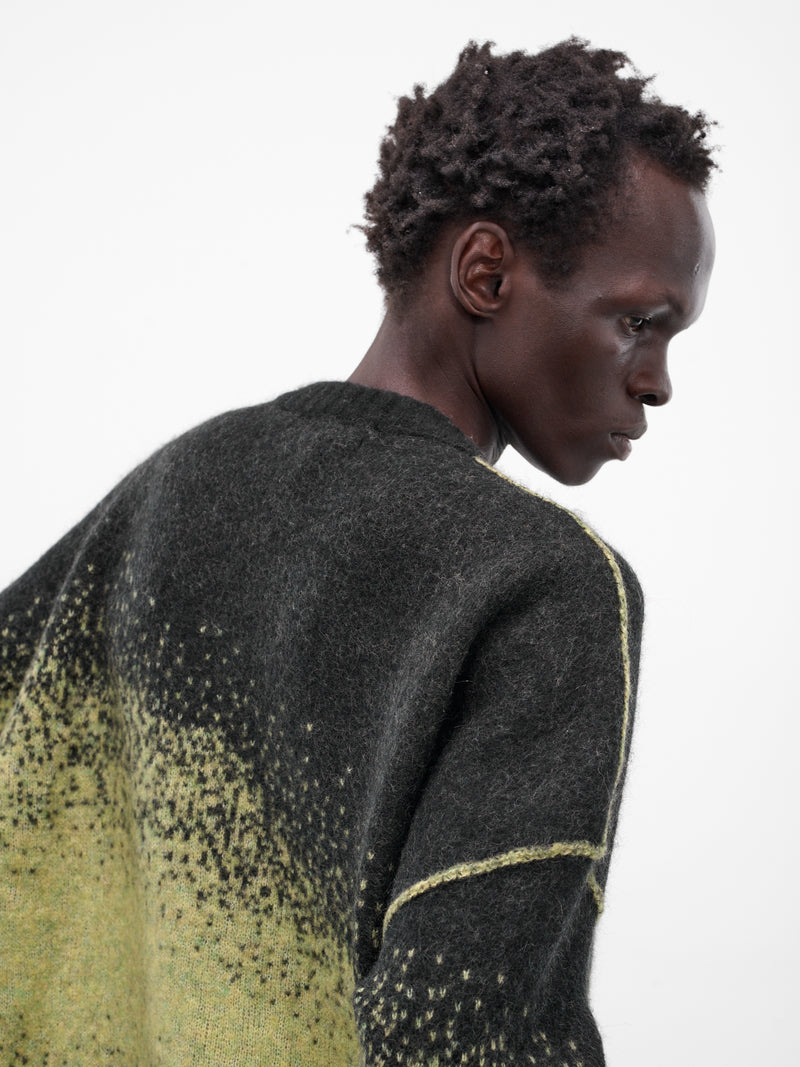 Lime Jacquard Knit Crew Sweater (UK11F25-BLACK-LIME)