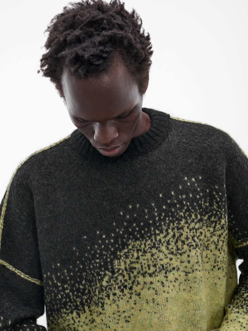 Lime Jacquard Knit Crew Sweater (UK11F25-BLACK-LIME)