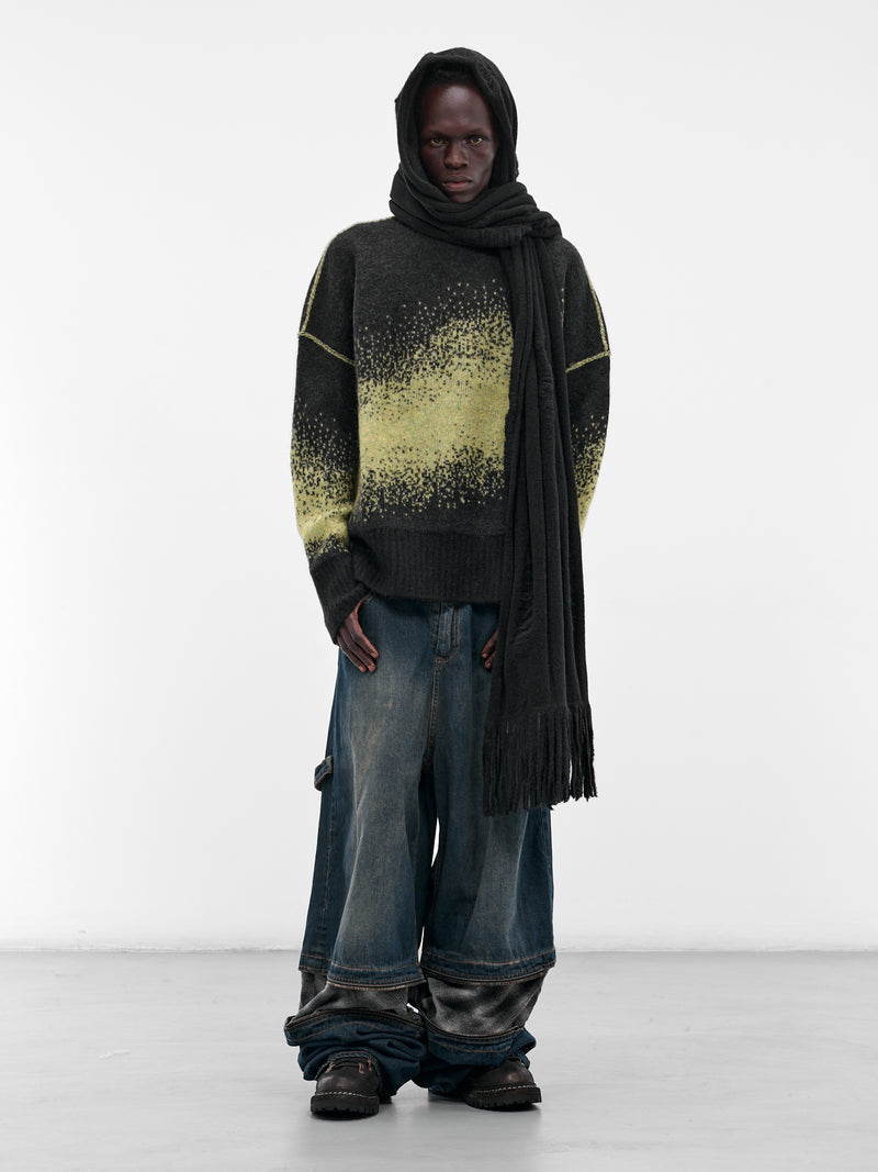 Lime Jacquard Knit Crew Sweater (UK11F25-BLACK-LIME)