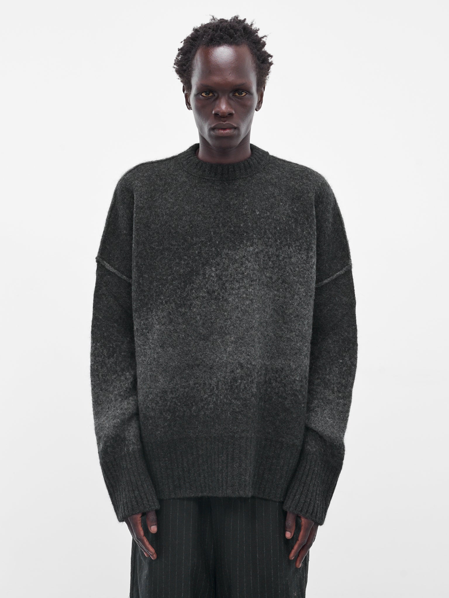 Gray Jacquard Knit Crew Sweater (UK11F25-GRAPHITE-GREY)