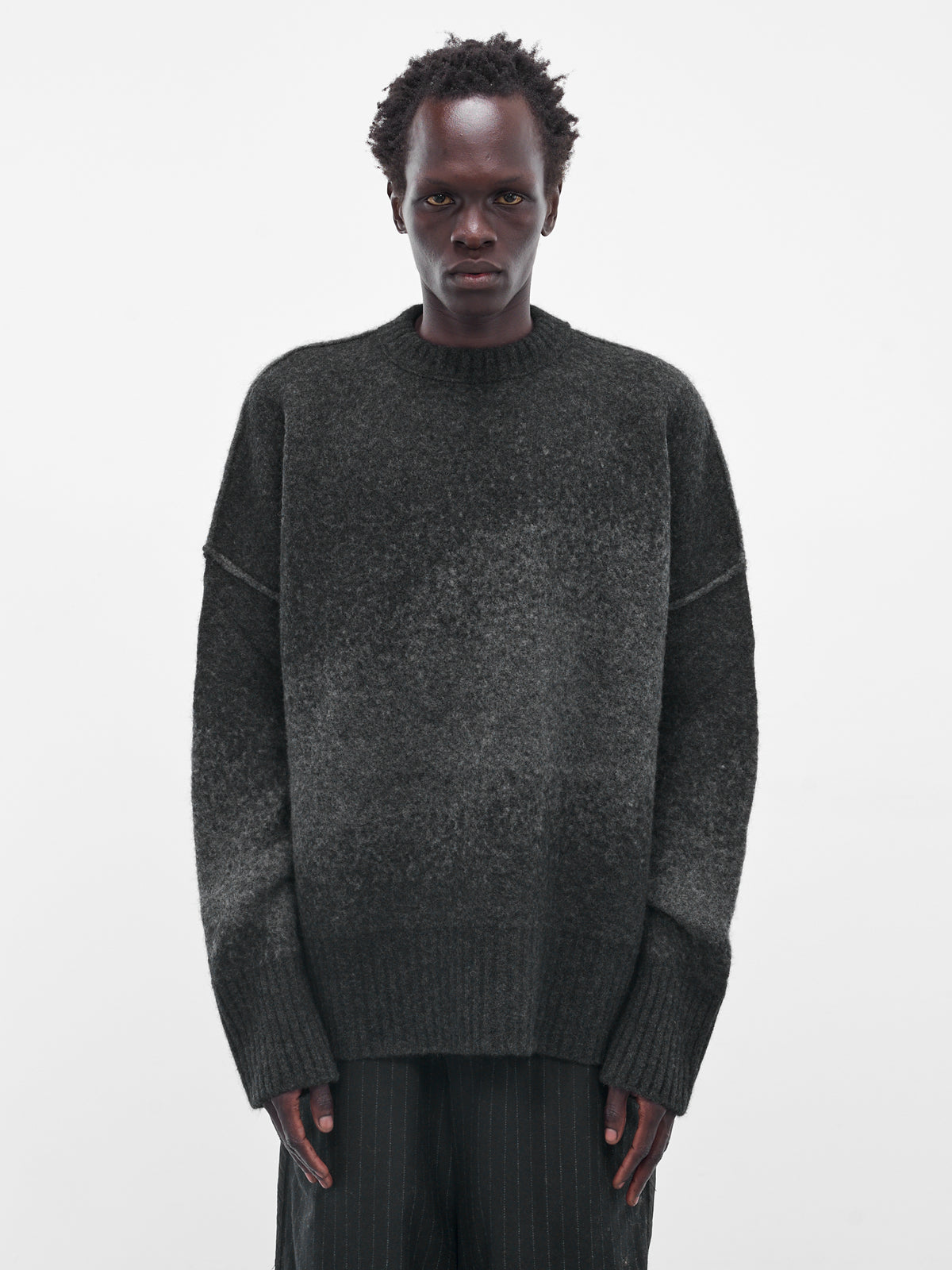 Gray Jacquard Knit Crew Sweater (UK11F25-GRAPHITE-GREY)