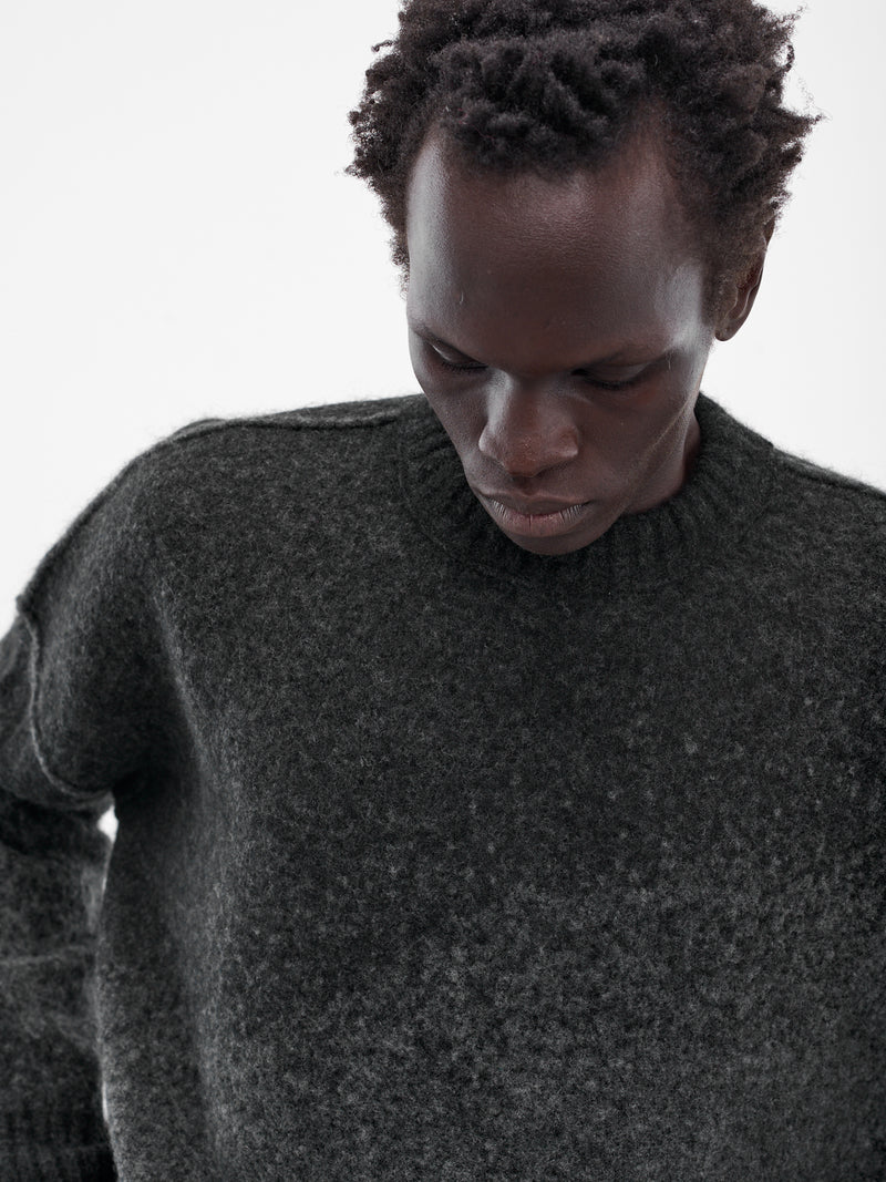 Gray Jacquard Knit Crew Sweater (UK11F25-GRAPHITE-GREY)