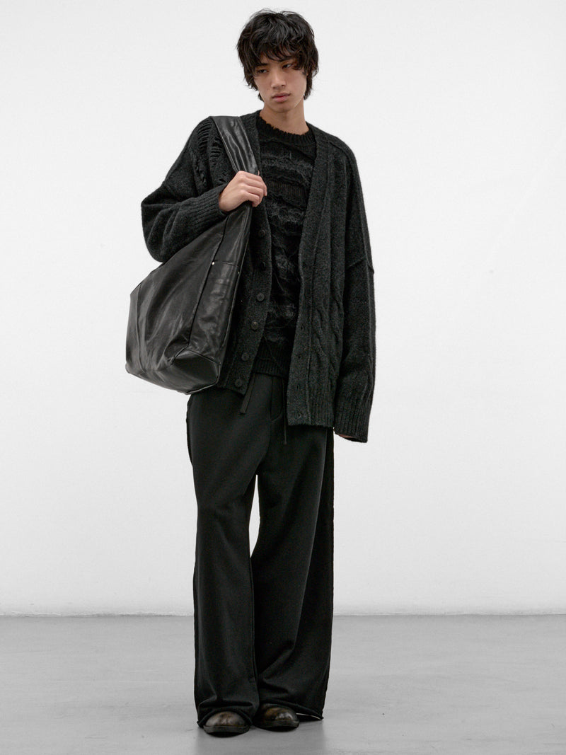 Black Alpaca-Mohair Striped Sweater (UK55F26-BLACK)
