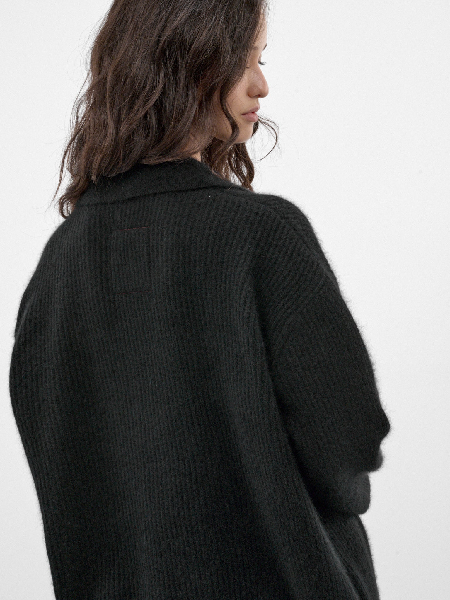 Black V-Neck Rib-Knit Sweater (UK7165-UW900-BLACK)