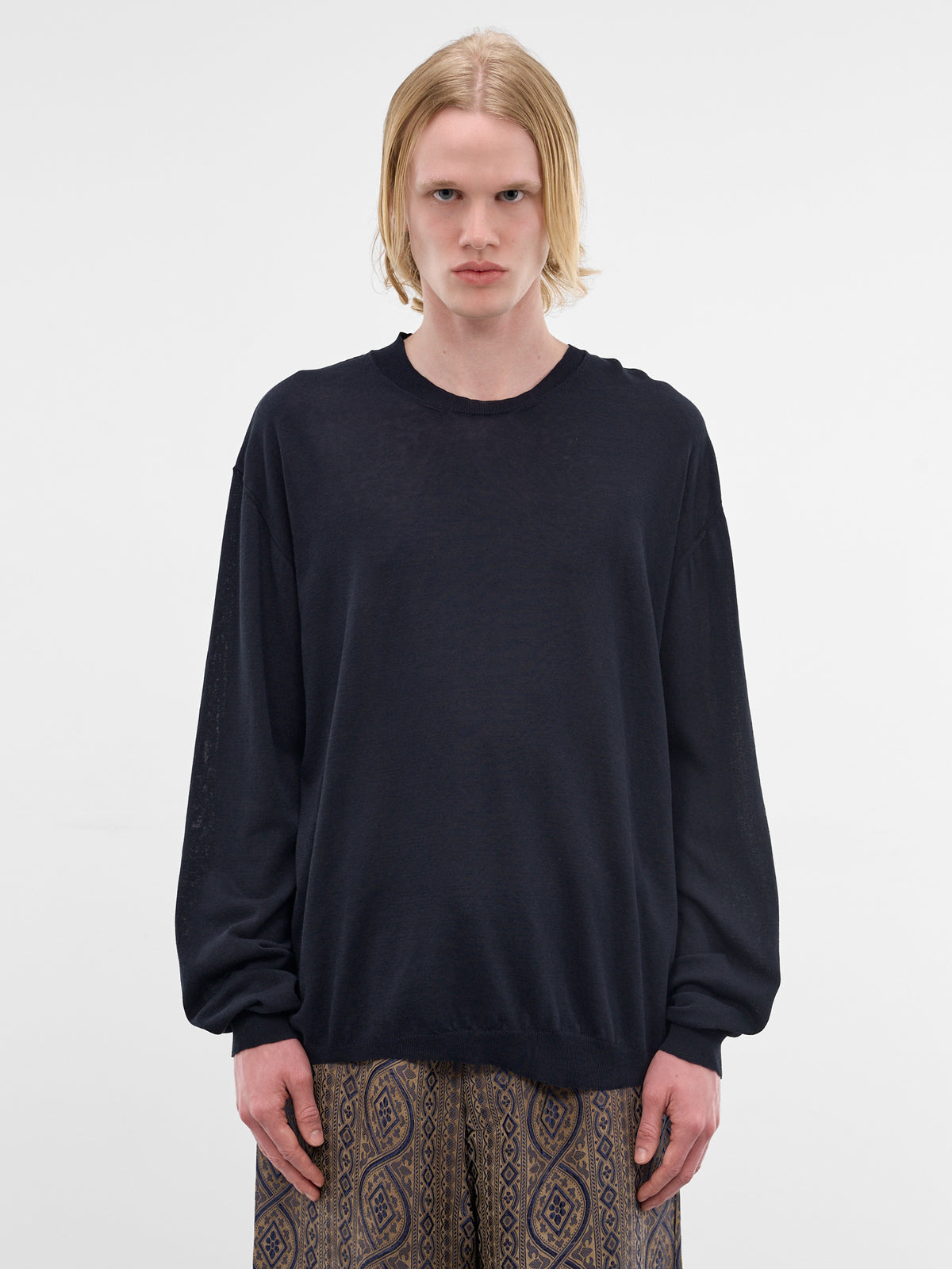 Asymmetric Cotton-Silk Long Sleeve (UK7535-UW300-BLUE)