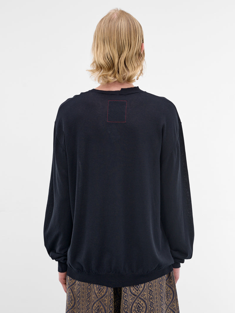 Asymmetric Cotton-Silk Long Sleeve (UK7535-UW300-BLUE)