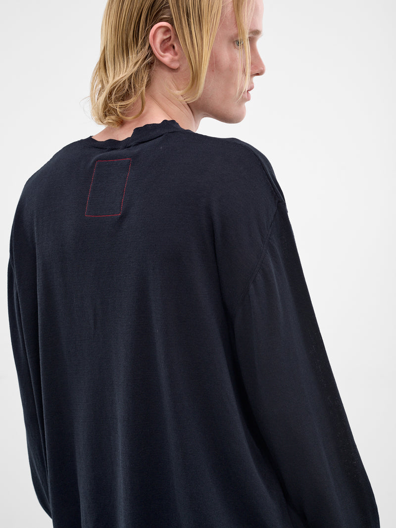 Asymmetric Cotton-Silk Long Sleeve (UK7535-UW300-BLUE)