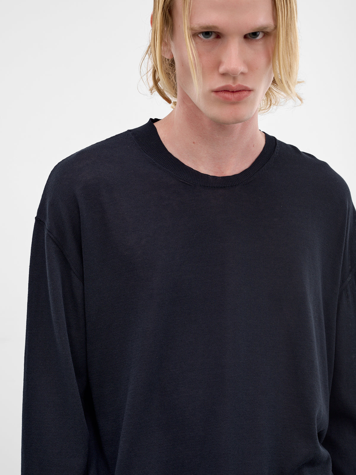 Asymmetric Cotton-Silk Long Sleeve (UK7535-UW300-BLUE)