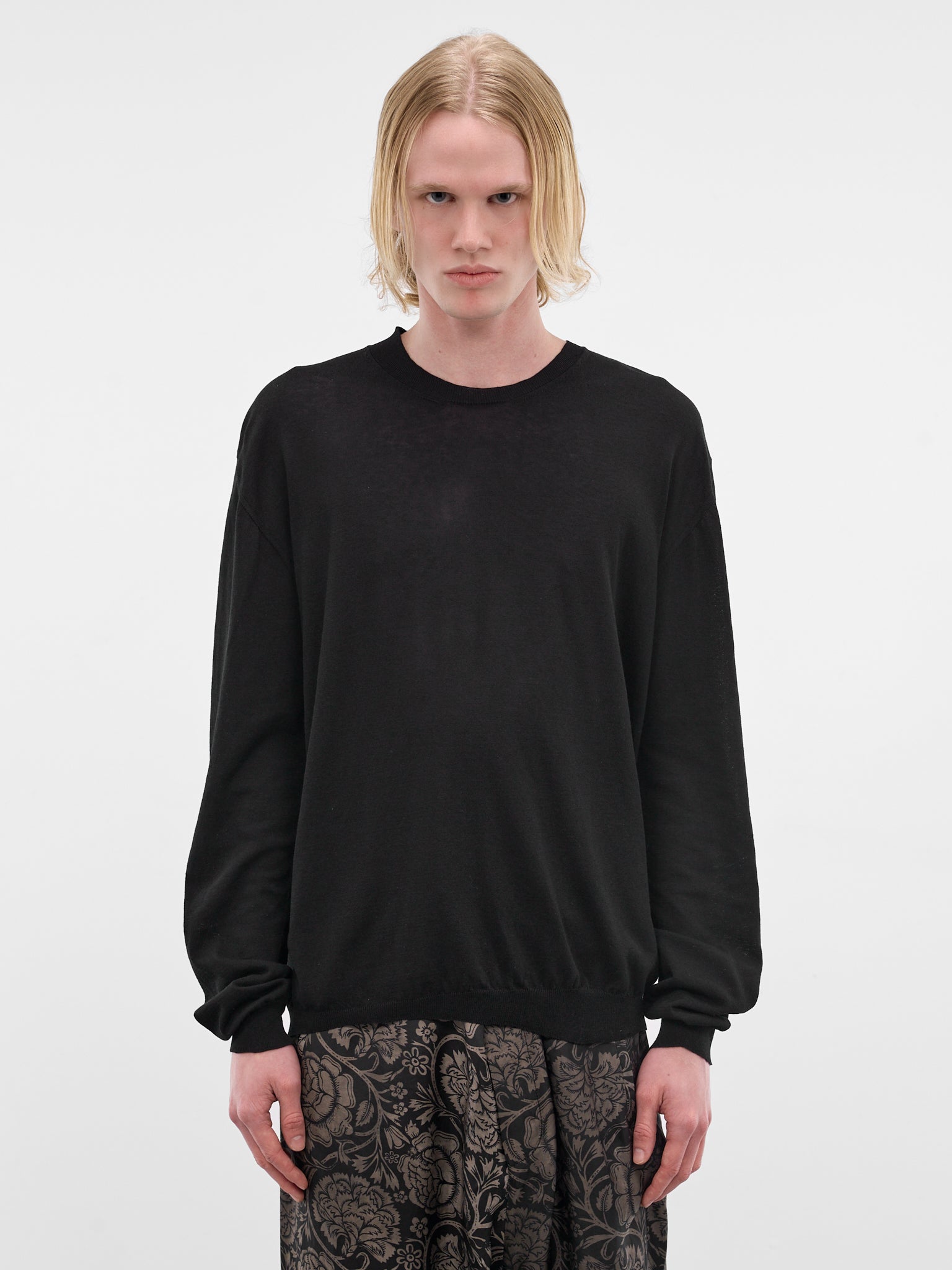 Asymmetric Cotton-Silk Long Sleeve (UK7535-UW900-BLACK)