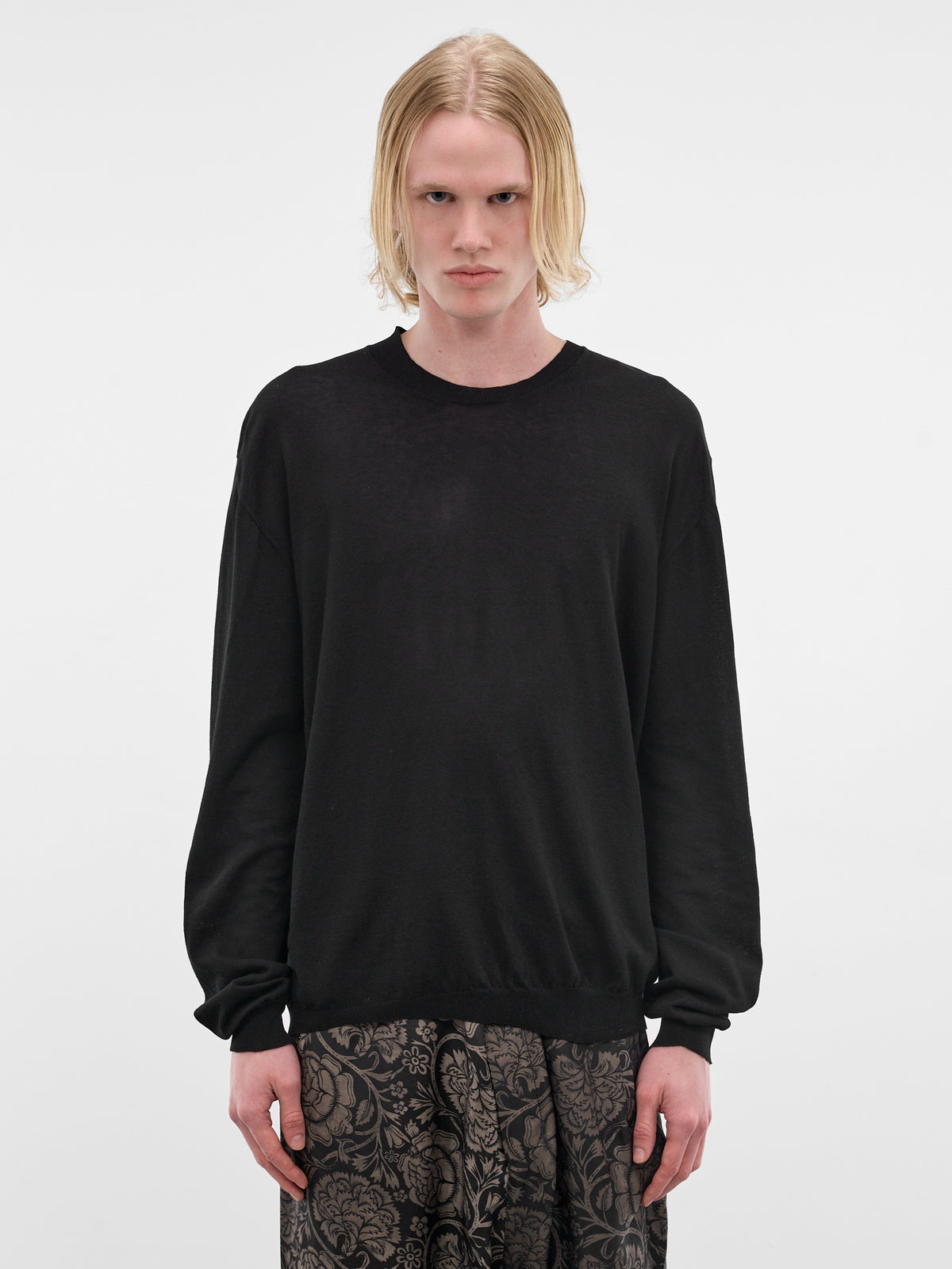 Asymmetric Cotton-Silk Long Sleeve (UK7535-UW900-BLACK)