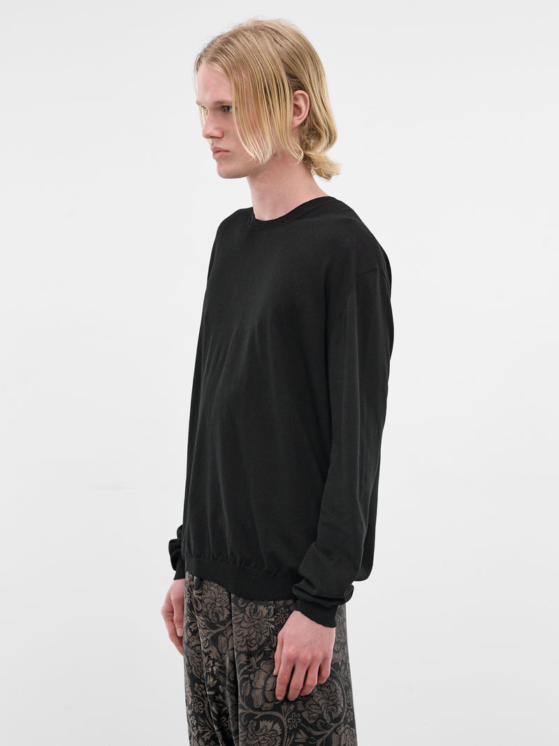 Asymmetric Cotton-Silk Long Sleeve (UK7535-UW900-BLACK)