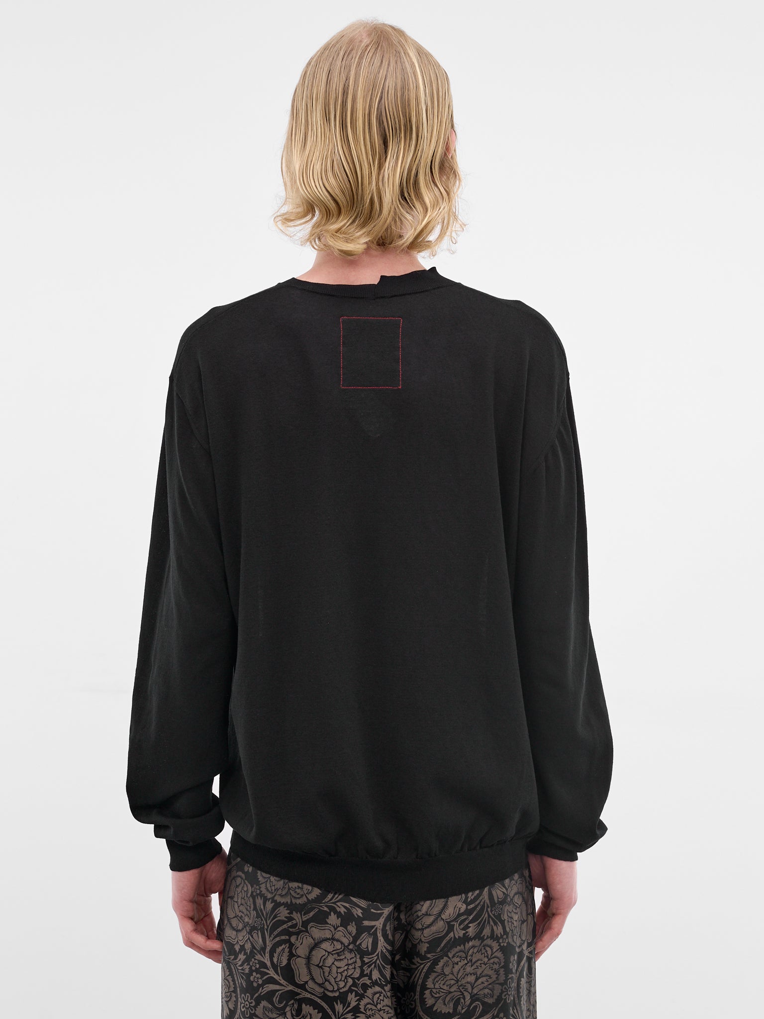 Asymmetric Cotton-Silk Long Sleeve (UK7535-UW900-BLACK)