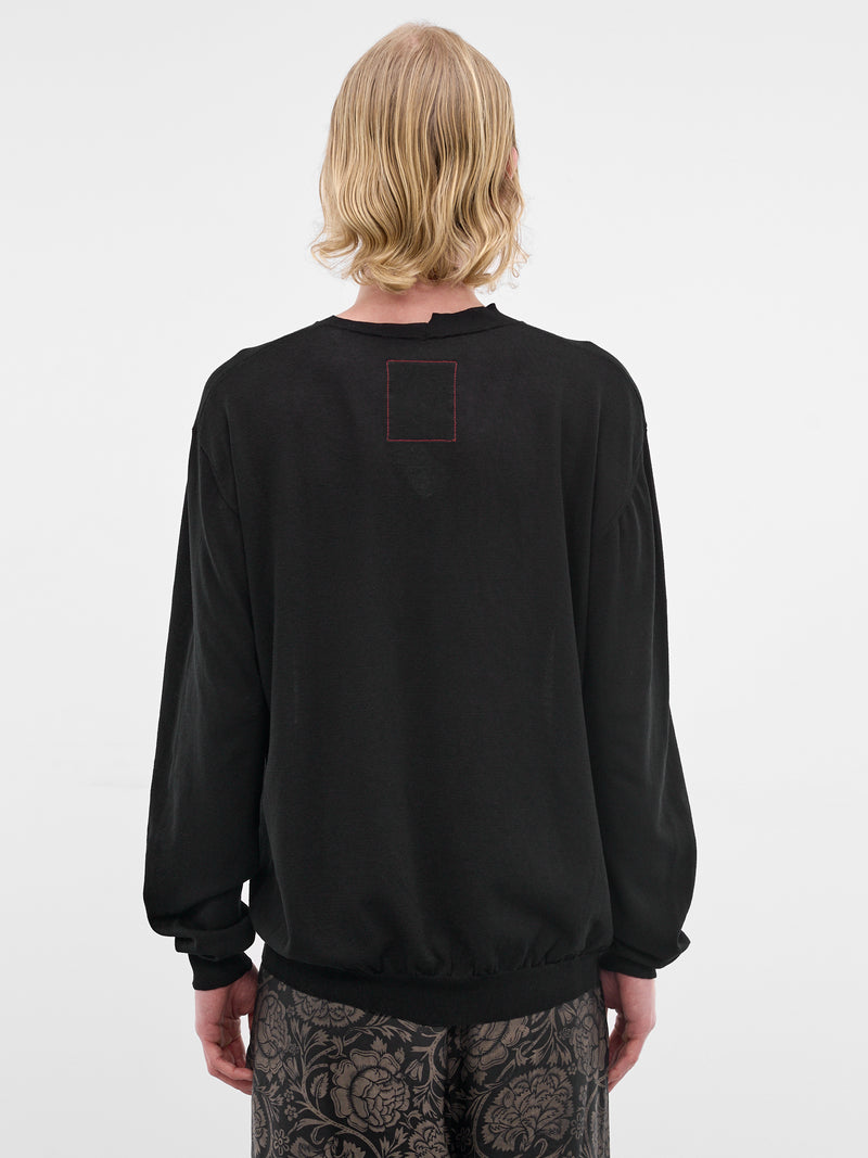 Asymmetric Cotton-Silk Long Sleeve (UK7535-UW900-BLACK)