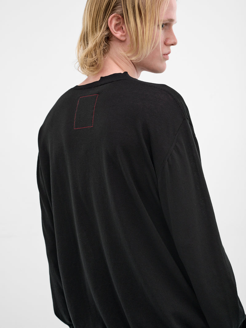 Asymmetric Cotton-Silk Long Sleeve (UK7535-UW900-BLACK)