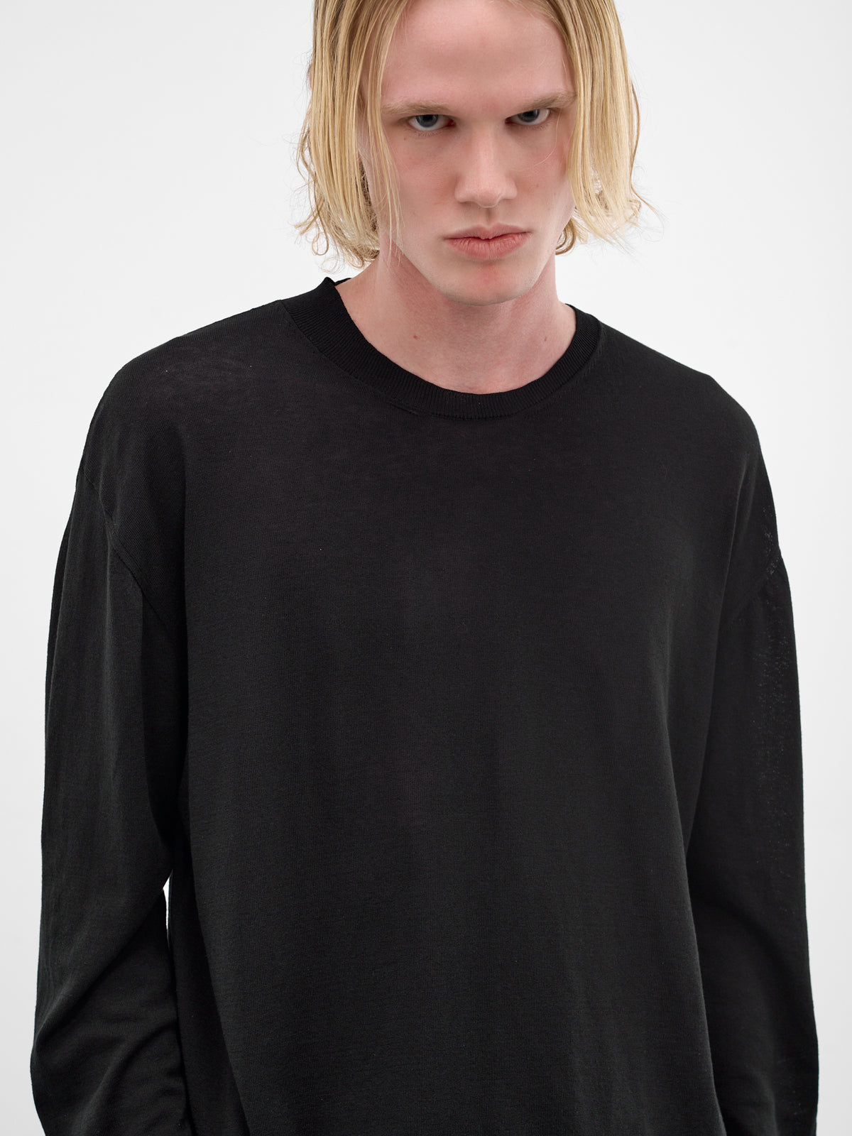Asymmetric Cotton-Silk Long Sleeve (UK7535-UW900-BLACK)
