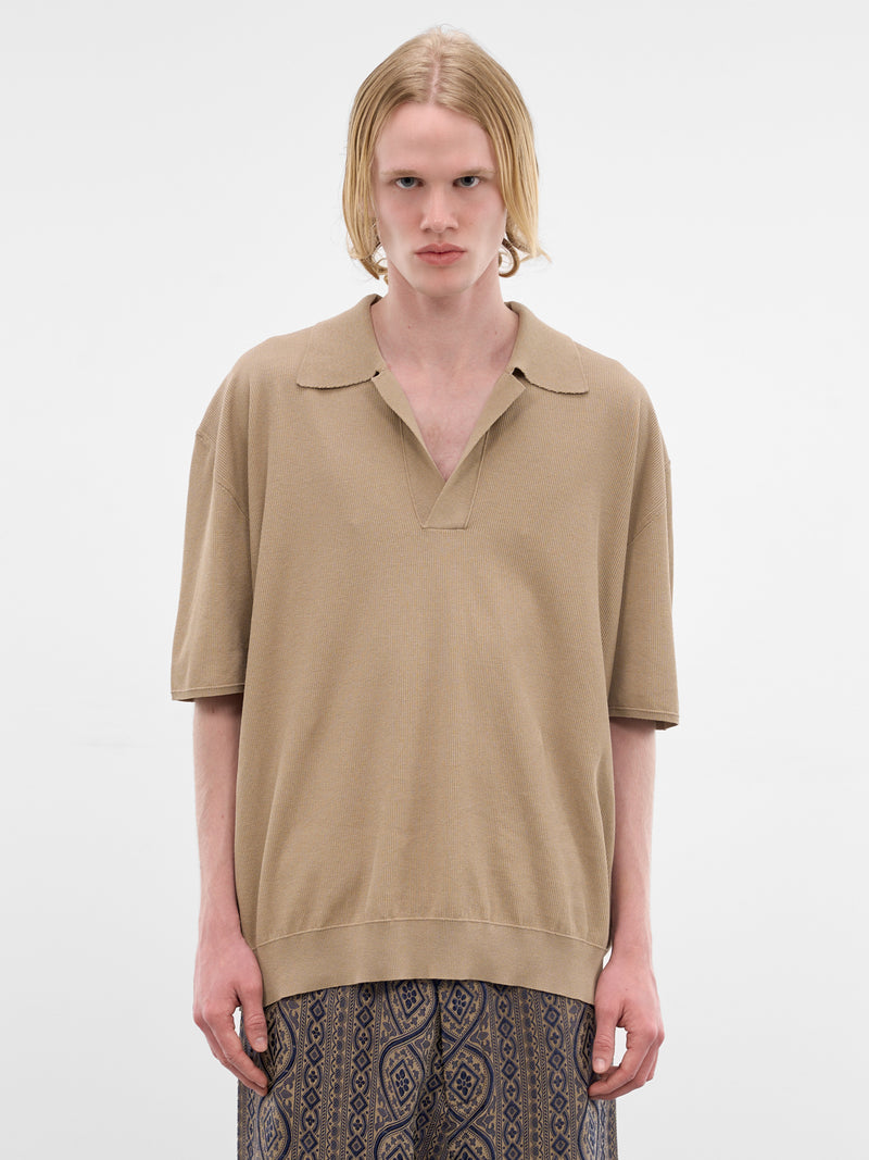 Tan Cotton-Silk Polo Shirt (UK7543-UW200-TAN)