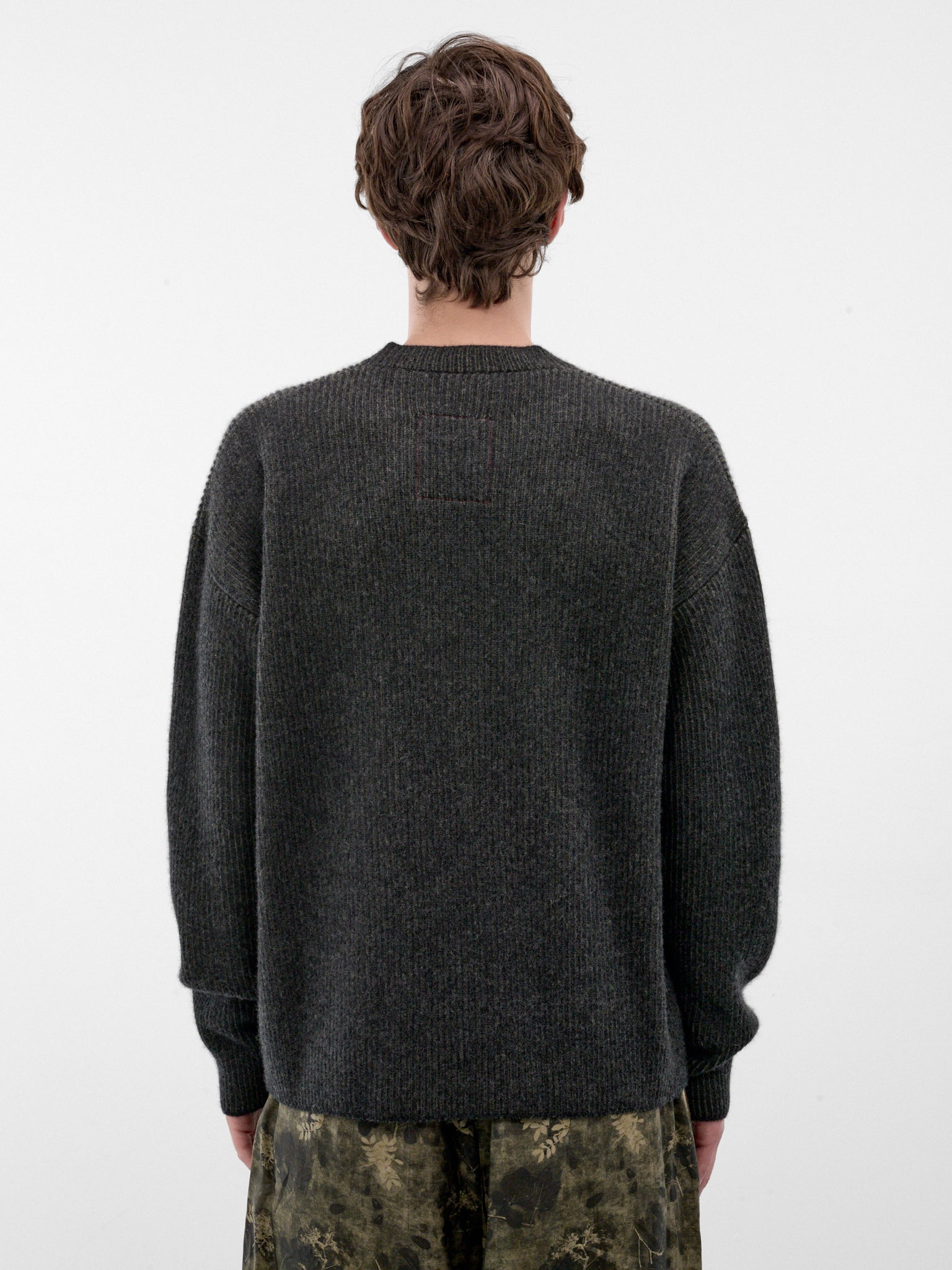 Gray Rib-Knit Cashmere Sweater (UK7552--GREY-GREEN)