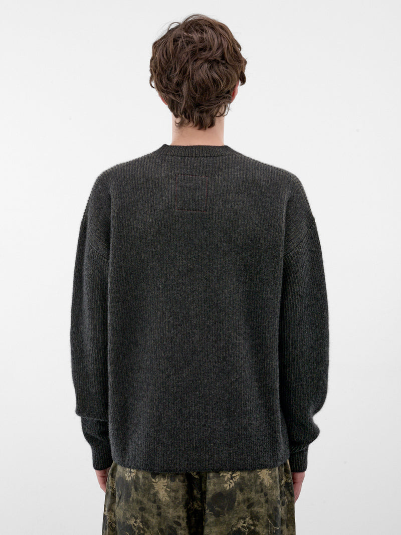 Gray Rib-Knit Cashmere Sweater (UK7552--GREY-GREEN)
