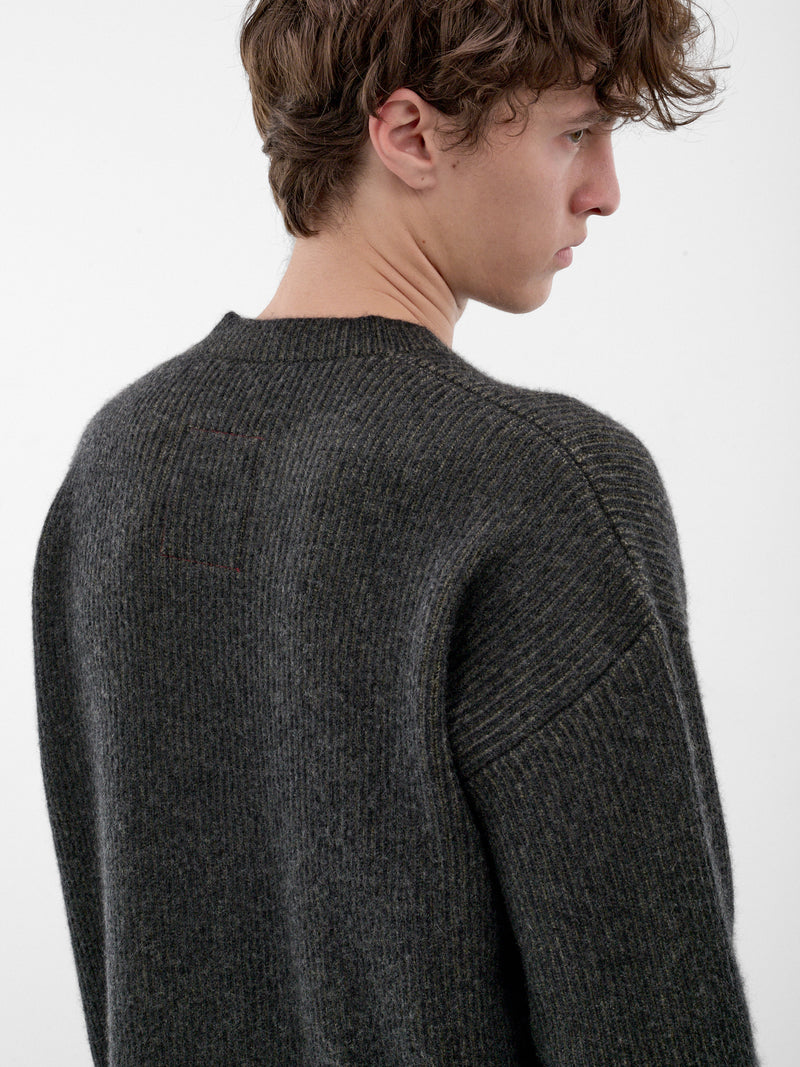 Gray Rib-Knit Cashmere Sweater (UK7552--GREY-GREEN)
