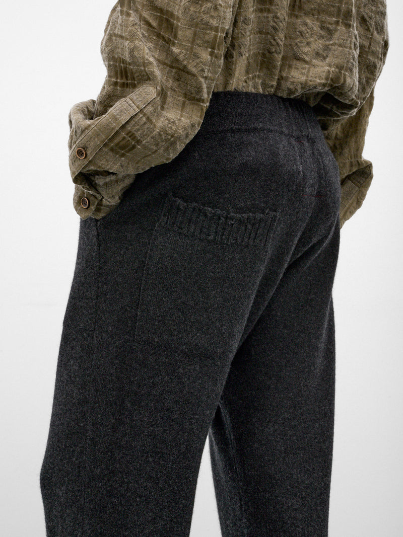 Gray Cashmere Drawstring Knit Trousers (UK7558-DARK-GREY)