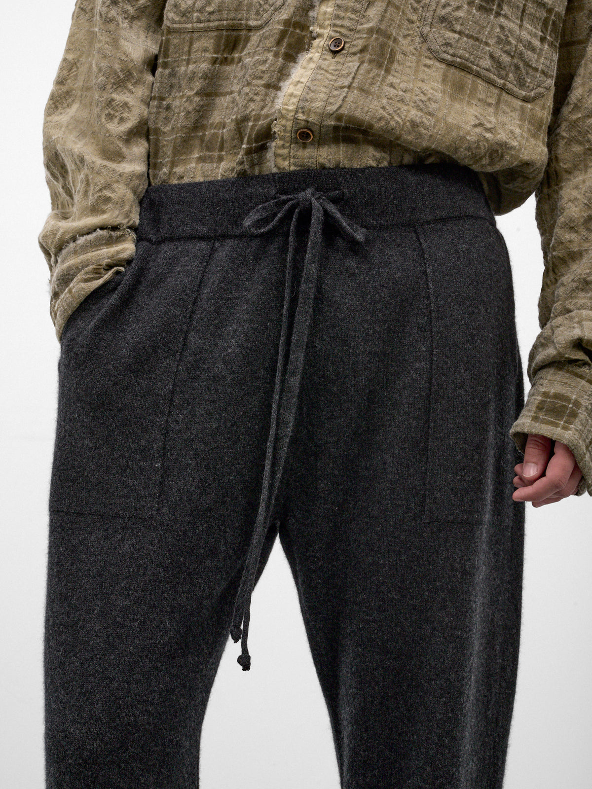 Gray Cashmere Drawstring Knit Trousers (UK7558-DARK-GREY)