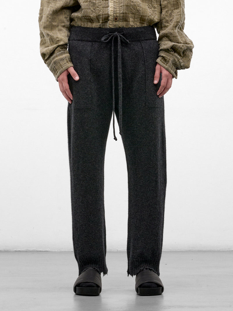 Gray Cashmere Drawstring Knit Trousers (UK7558-DARK-GREY)